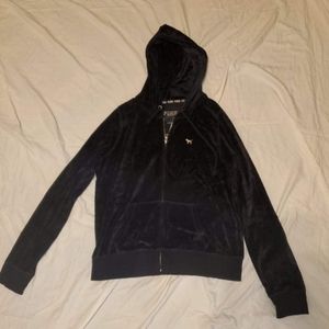 PINK Black Velour Track Jacket